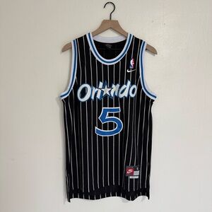 Nike Black and Blue Orlando Magic Olandipo Number 5 Basketball Jersey Size Small